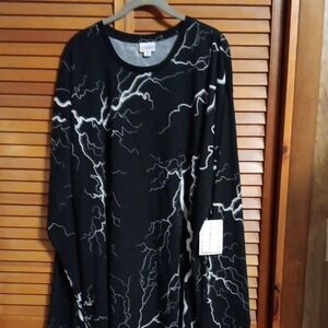 Lularoe Hudson Black Lightening Bolt Long Sleeve Pull-on - 3XL